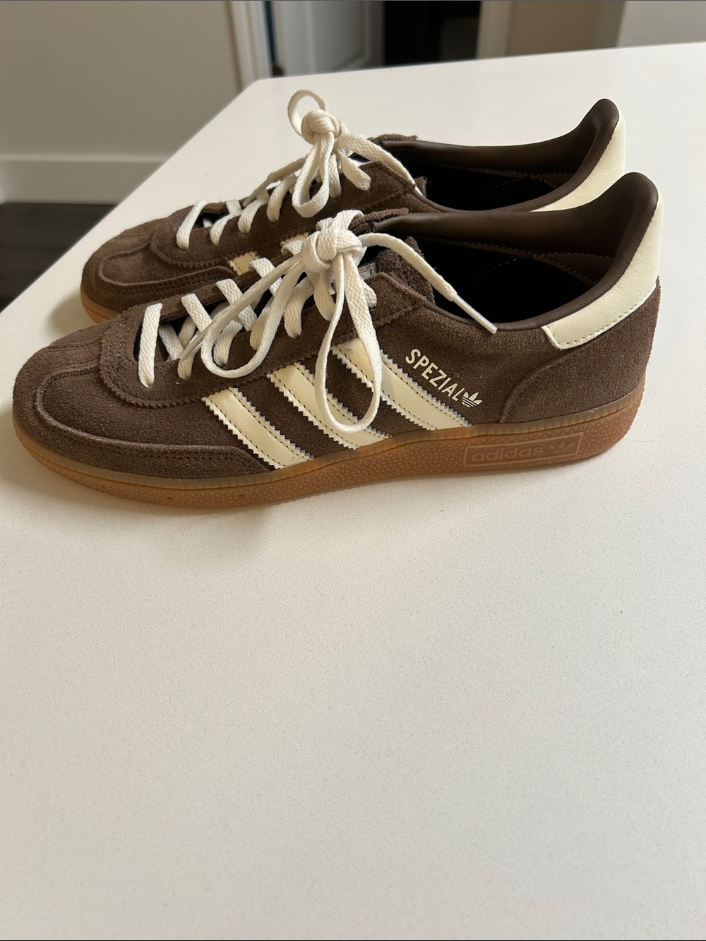 Adidas Spezial Brown Suede Casual Sneakers - White Stripes - Picture 3 of 5